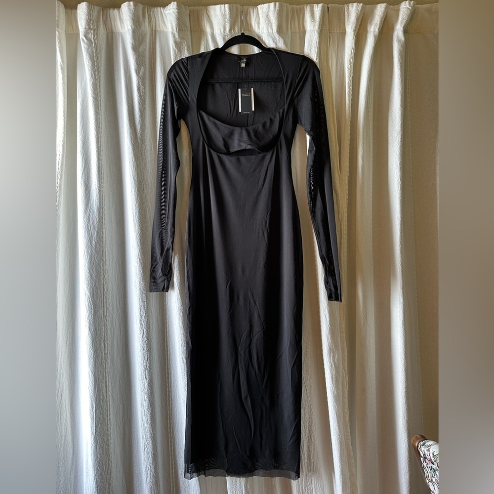 AFRM Kellen Cutout Mesh Midi Dress Women’s XS Black